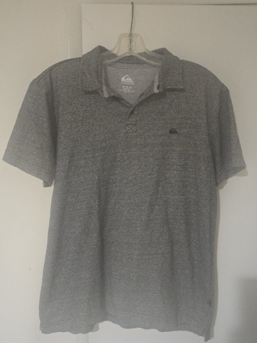 Quiksilver Men's Polo Shirt Size M Gray Short Sleeve Regular Fit Cotton